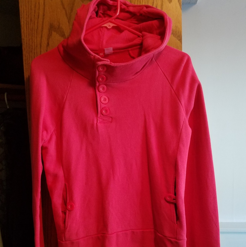 Cowlneck Hoodie with button detail